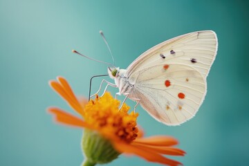 A delicate white butterfly perched on a bright yellow flower, perfect for adding natural beauty to your designs