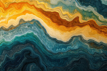 Obraz premium Colorful, fluid abstract painting swirls with vibrant blues, greens, and yellows, creating a dynamic and energetic composition.