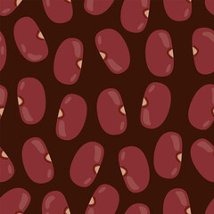 Seamless Pattern with Red Beans on Brown Background.