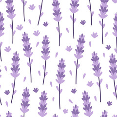 Lavender Seamless Pattern. Purple Floral Design for Natural Products. Provence flower wallpaper.