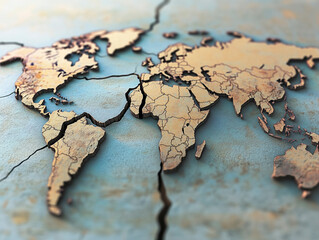 Symbolic Representation of Global Division, A Fractured World Map
