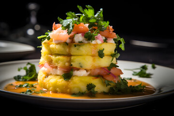 Causa Peruvian Dish Made from Layers of Mashed Yellow Potato