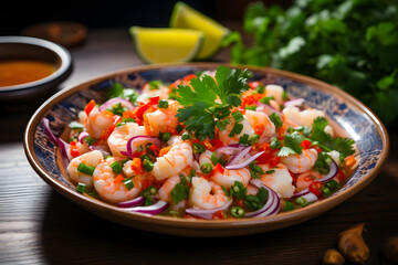 Ceviche Fresh Seafood Marinated in Citrus Juice with Herbs