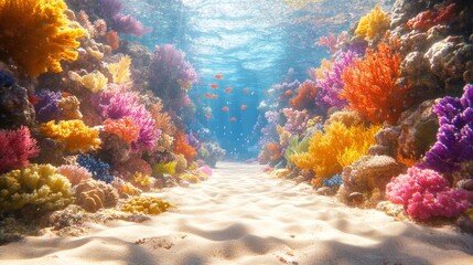 Vibrant coral reef scene, underwater paradise.
