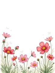 Cosmos Flower Background in Watercolor