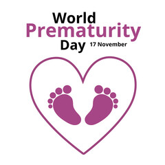 World prematurity day sign on a white background with copy space