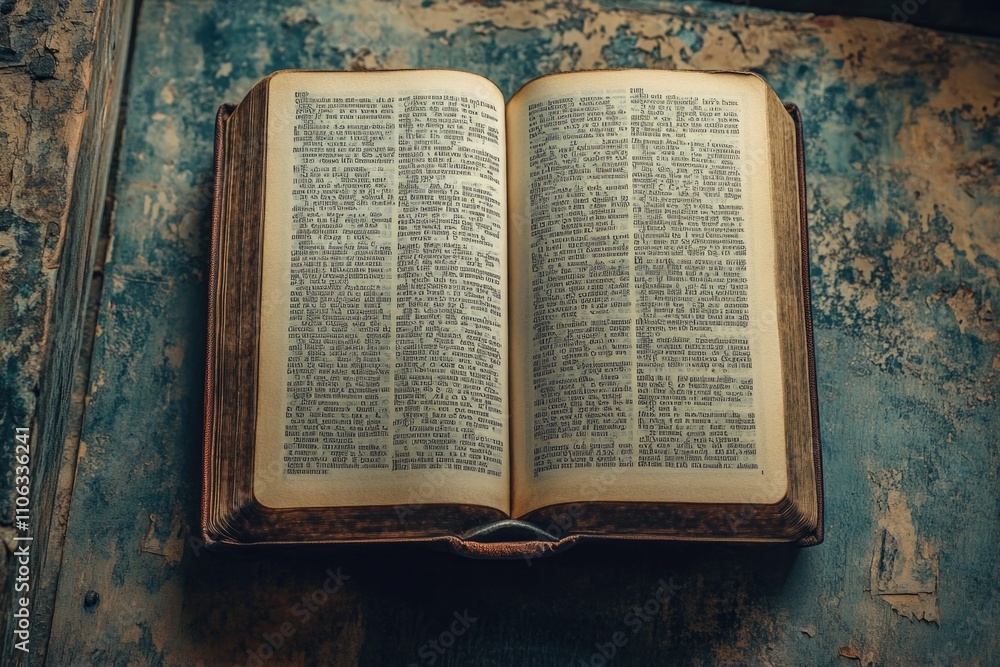 Poster an open book sits on a table, ready to be read