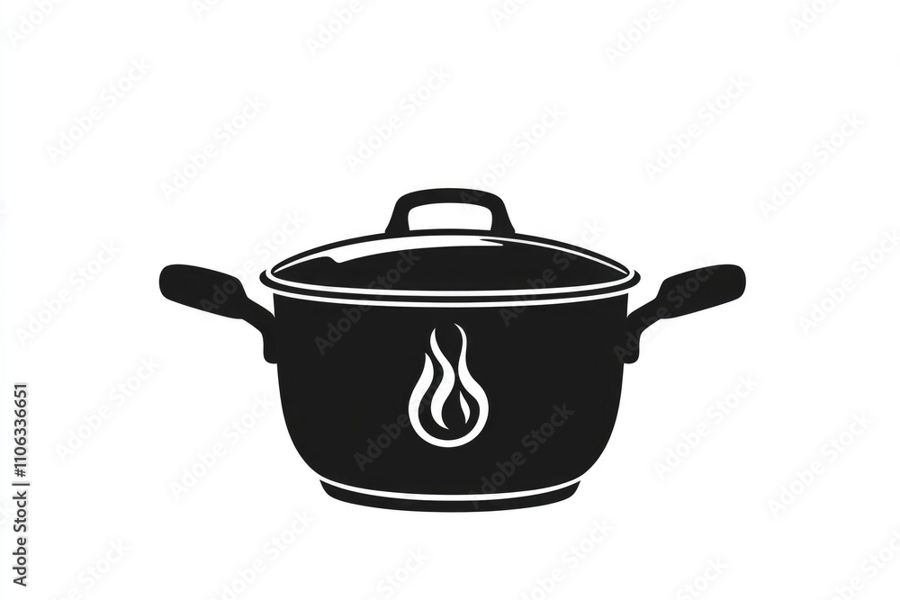 Poster a close-up of a black pot with a flame burning inside, ideal for use in still life photography or as