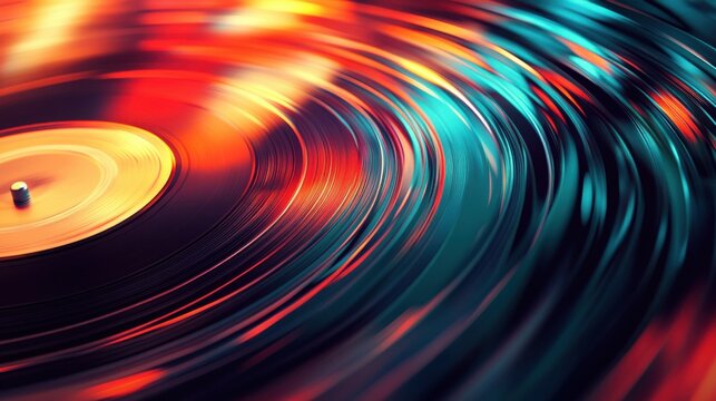 Disco de vinilo girando con luces de colores