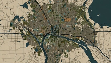 Naklejka premium Map of Smyrna, Georgia, with layered roads and parks.