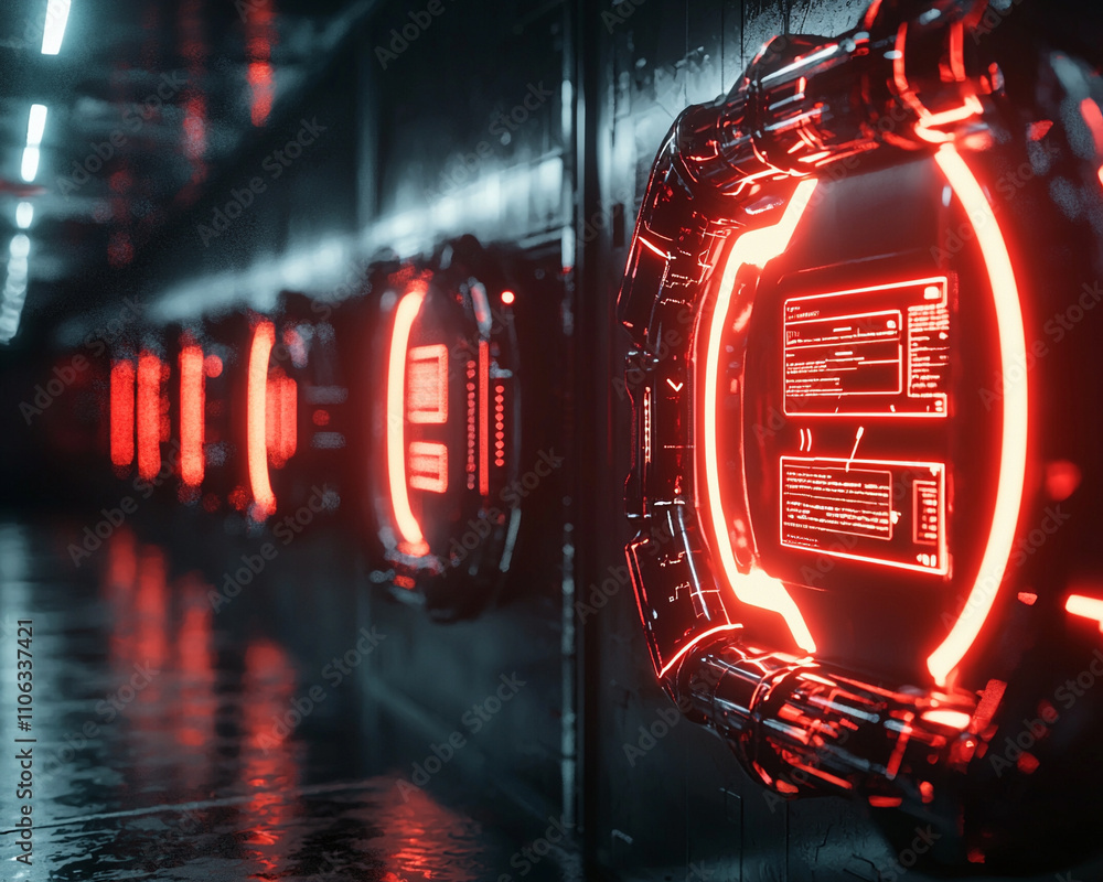 Poster ai generated futuristic technology showcase high-tech lab digital art neon environment close-up view