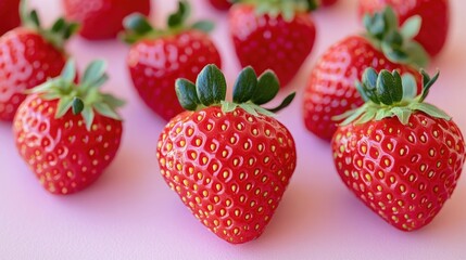 Fresh strawberries arranged on a table