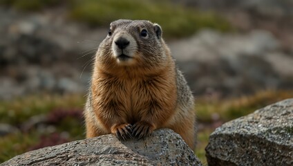 Marmot sitting amusingly.