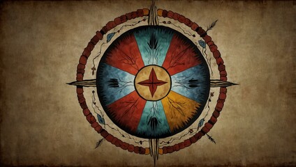 Obraz premium Medicine wheel, a Native American spiritual symbol.