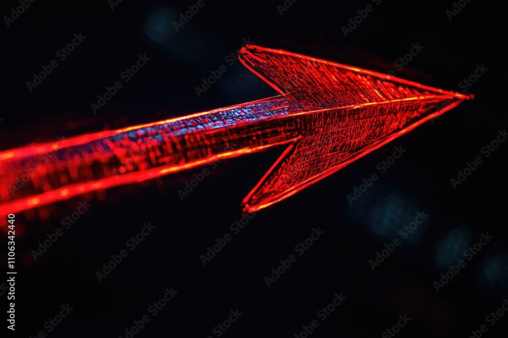 Poster A close-up view of a red arrow with a blurred background