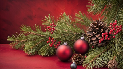 Merry Christmas and happy New Year background december snow winter card wallpaper banner hd red silver backdrop pastel vibrant present colors gift decor tree lights ornaments postcard