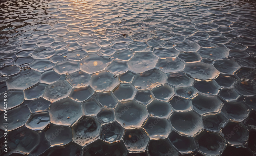 Poster body of water with a lot of bubbles. the bubbles are in the water and are not floating on the surfac