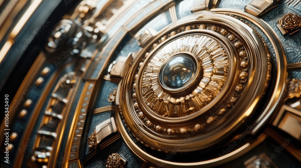 Poster a close-up view of a clock face on a wall, with detailed hands and numerals