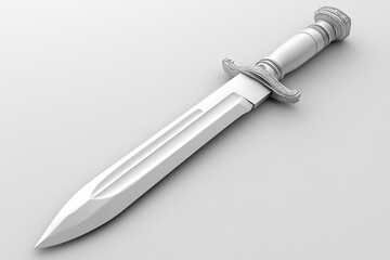 Knife with a wooden handle on a marble countertop.