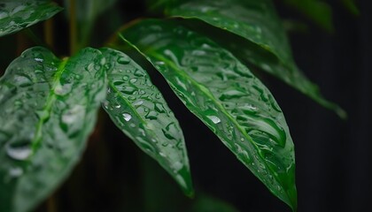 Beauty of natural texture with raindrops on leaf.