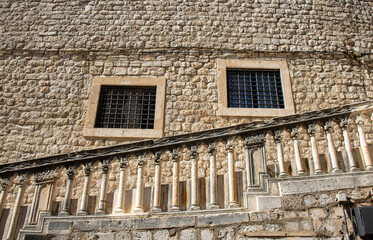 Dubrovnik. Majestic staircase of the Dominican Monastery. The monks of the monastery modified it, covering the lower part, to prevent men from seeing the ankles of women as they climbed the stairs. 