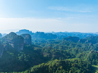 Beautiful sunrise at Changlao Peak of Danxia Mountain in Shaoguan, Guangdong