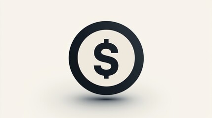Fototapeta premium Dollar coin icon tilted on a soft beige background