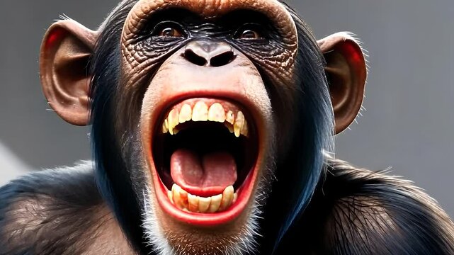 Close-Up of a Screaming Chimpanzee with Expressive Features

