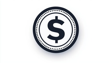 Obraz premium Dollar coin icon encased in a circular black frame on a white background