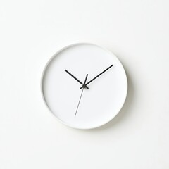 A minimalist wall clock with a clean white surface and sleek black hands, symbolizing the essence of modern design and the passage of time in a contemporary space.