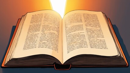 Fototapeta premium A mystical open book glowing in warm light, inviting exploration and knowledge discovery