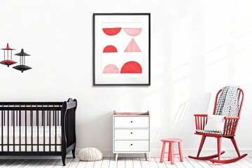 Nursery with wooden crib, green dresser, and natural light creating a warm, cozy atmosphere