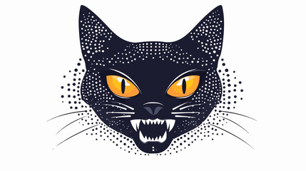 Fototapeta premium Dotted Shape Vampire Cat Face Emoji Vector Illustration