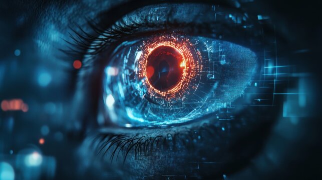 Ojo humano con dise&ntilde;o tecnol&oacute;gico futurista