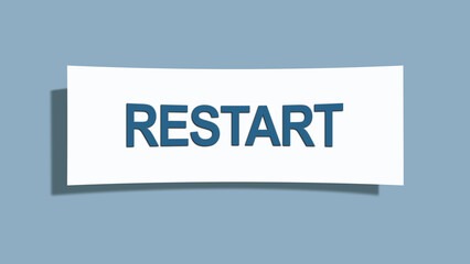 Restart. A card isolated on blue background.