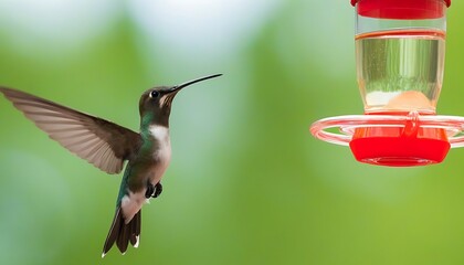 Stunning moment of a nimble bird perching and feeding in a green habitat