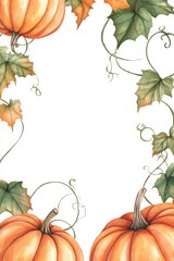 Naklejka premium Fall theme greeting card template design with pumpkin.