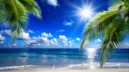 the view from the shore to the beautiful calm sea and gently snow-white clouds. landscape natural view of the beach	
