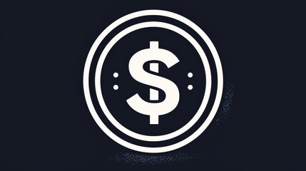 Obraz premium Dollar sign icon inside a circular black frame on a navy background
