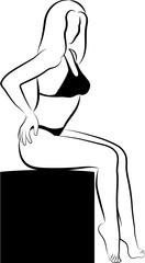 Sketch of Woman Holding Her Back
