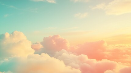 Pastel clouds in the sky. Soft colors, minimalistic.