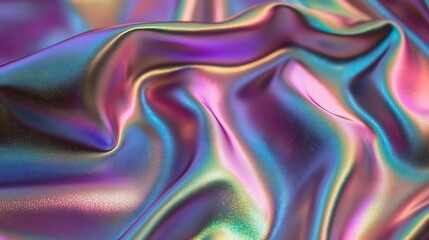 Obraz premium Iridescent wavy abstract background. Neon silky texture. Wavy colorful textile.