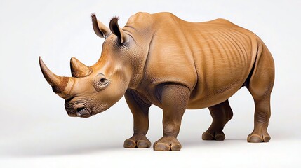 Fototapeta premium A realistic depiction of a rhinoceros standing majestically. This image captures the unique features and textures of the animal, highlighting its strength and presence in nature.