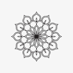 Circular pattern in mandala with flowers for Henna, Mehndi, tattoo, and decoration. Outline doodle hand draw vector illustration. 