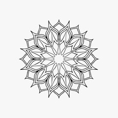 Circular pattern in mandala with flowers for Henna, Mehndi, tattoo, and decoration. Outline doodle hand draw vector illustration. 