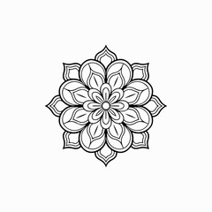 Circular pattern in mandala with flowers for Henna, Mehndi, tattoo, and decoration. Outline doodle hand draw vector illustration. 