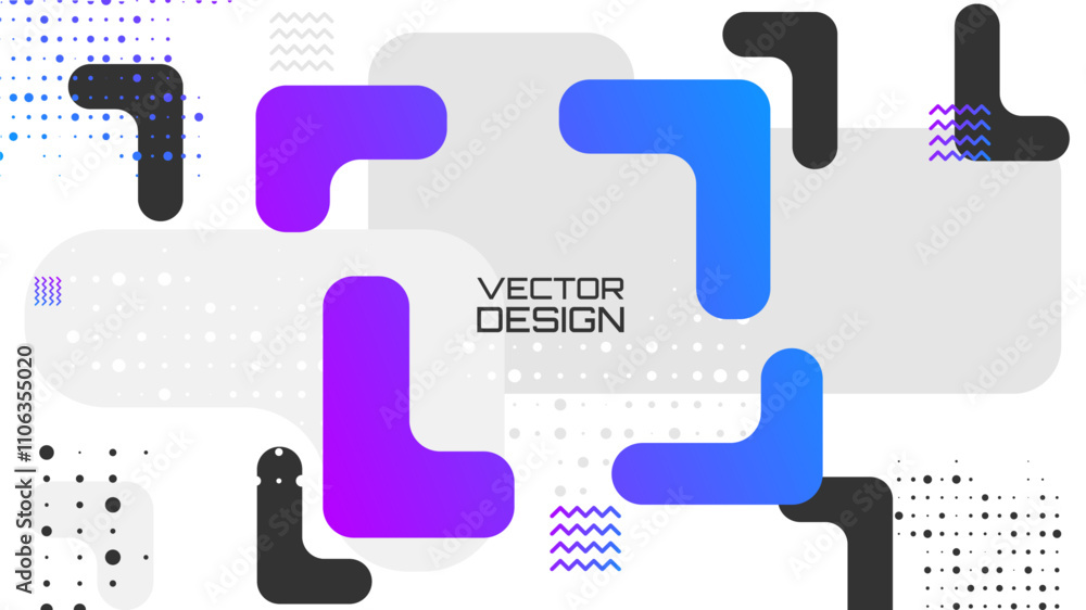 Poster vector illustration. abstract horizontal background. geometry shape elements. halftone style design.