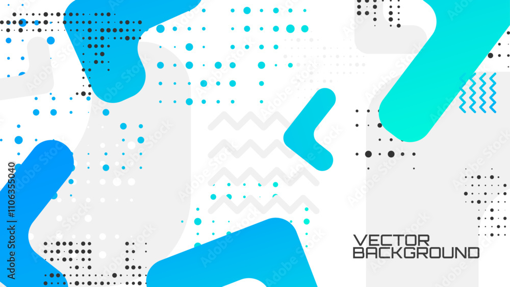 Poster vector illustration. abstract horizontal background. geometry shape elements. halftone style design.