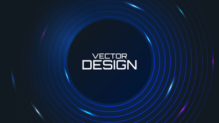 Dark background with colorful gradient neon lines. Vector illustration. Design for wallpaper, banner, background. 