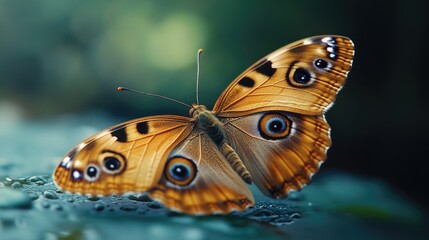 Obraz premium A close-up shot of a colorful butterfly perched on a leaf, with intricate details visible